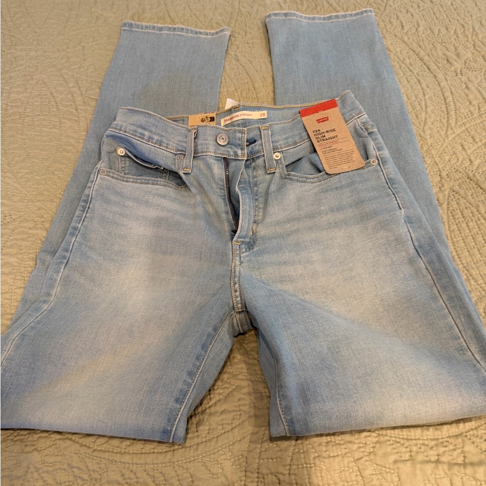 Levi's Light Blue High-Rise Slim Straight Jeans - 724